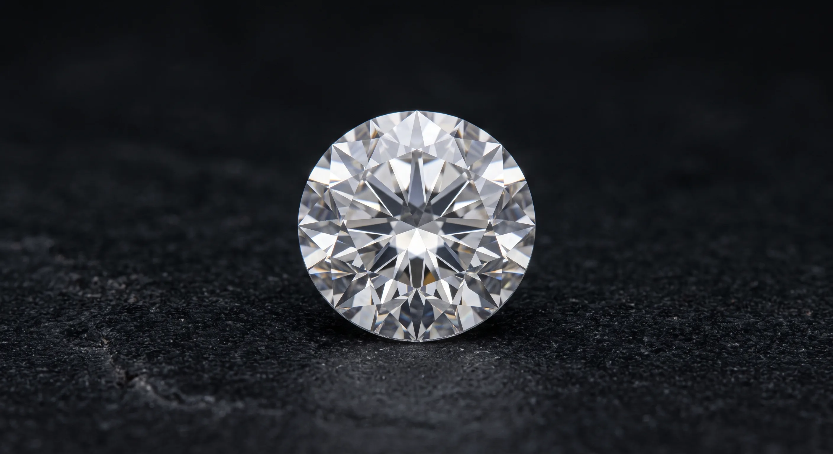Brillantgeschliffener Diamant als Makroaufnahme auf dunklem Grund
